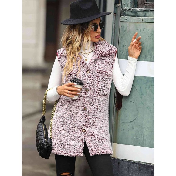 Longline Teddy Vest Jacket - Picture 5 of 11